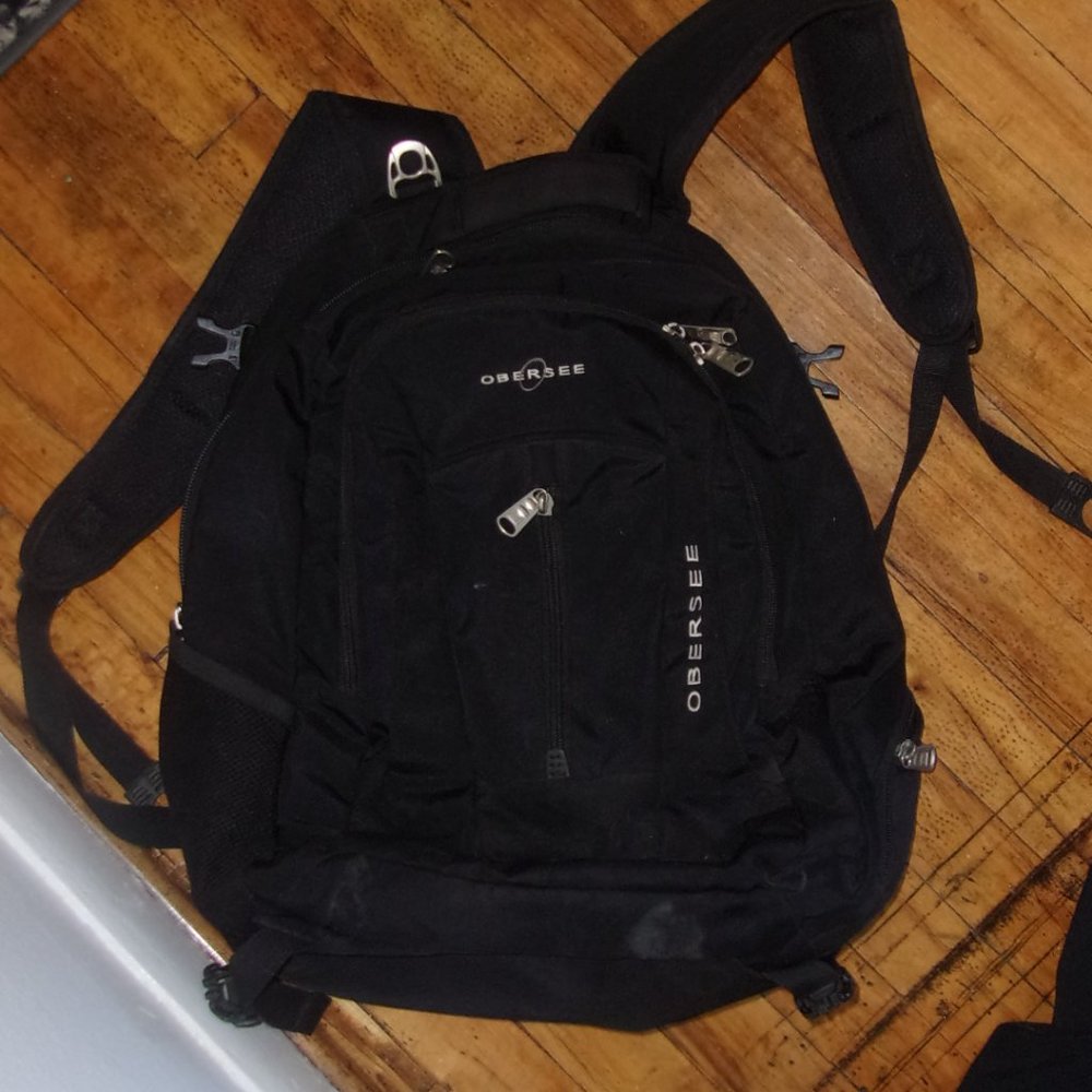 obersee black backpack back pack   hiking outdoor travel carry on